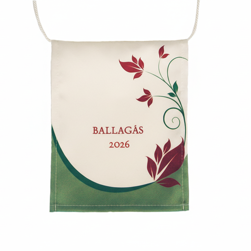 Bordó-fehér-zöld ballagási tarisznya