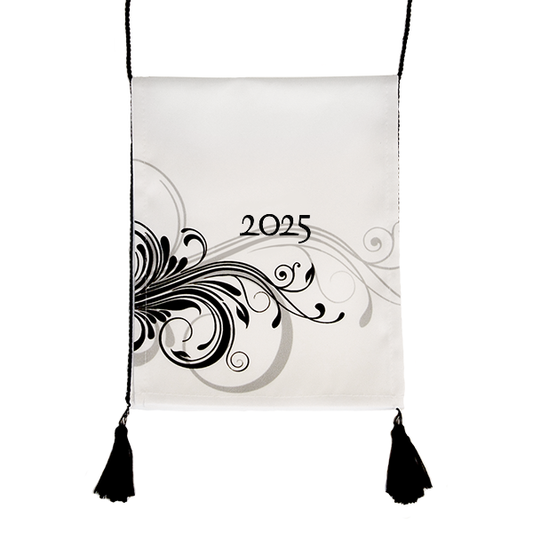 Fekete-fehér ballagási tarisznya indamotívummal