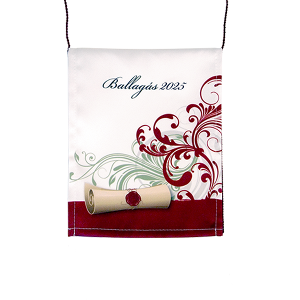 Bordó-fehér ballagási tarisznya