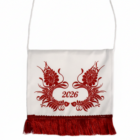 Bordó-fehér ballagási tarisznya