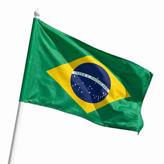 Brazília zászló – zöld mező, sárga rombusz és kék csillaggömb