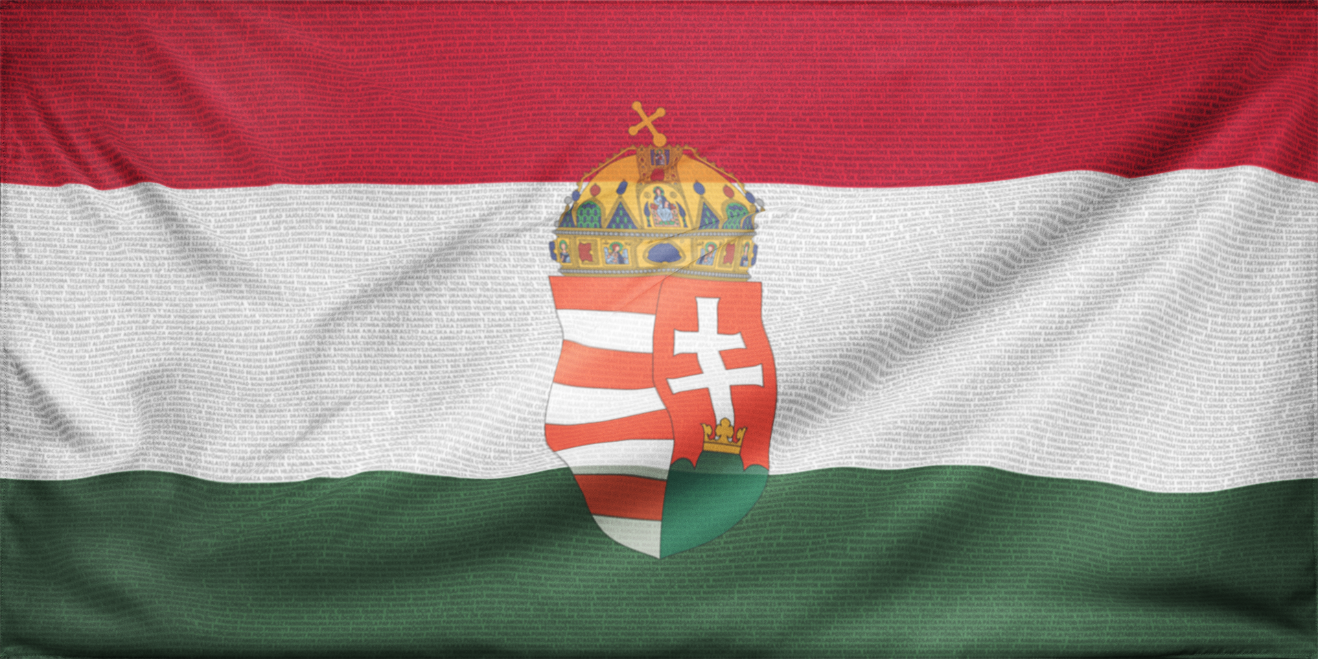 magyar emlékzászló településnevekkel címerrel